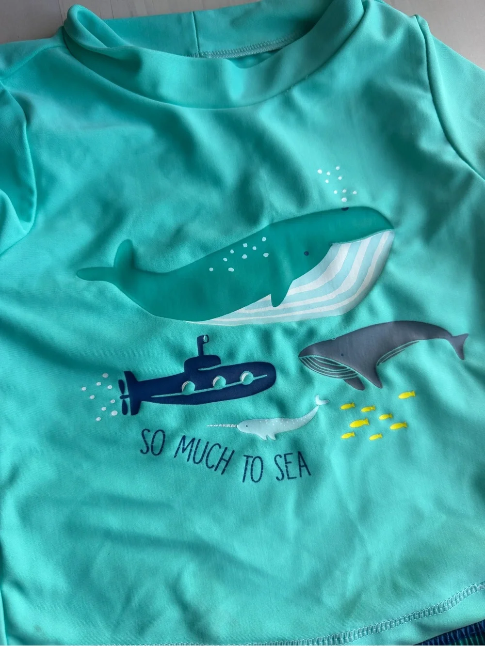 Carters Whale Swim Set - Mint Top & Navy Shorts